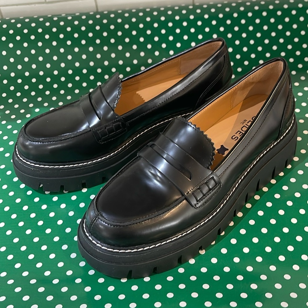 New Jslides black platform loafer
